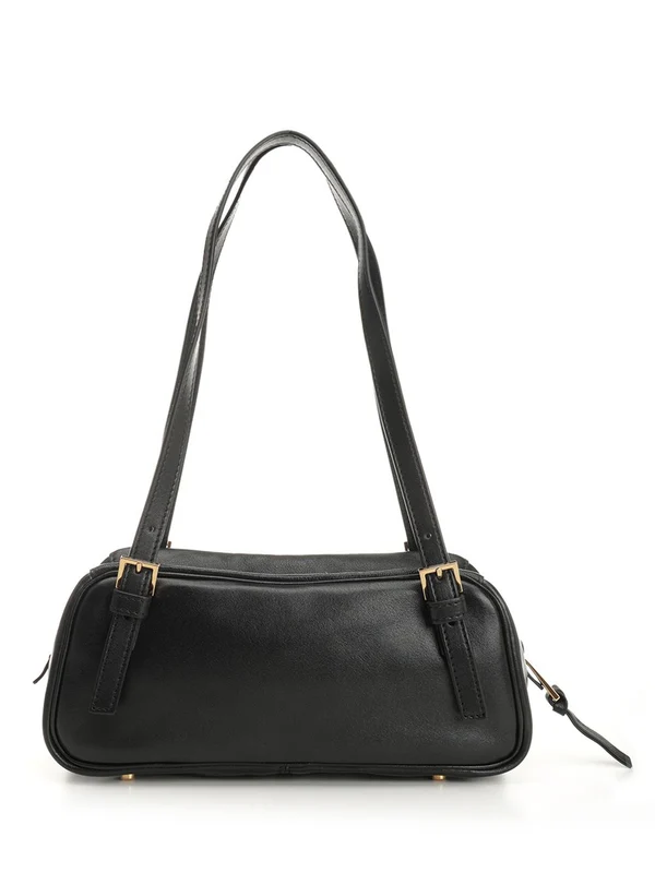 Metal Logo Leather Shoulder Bag - Image 3
