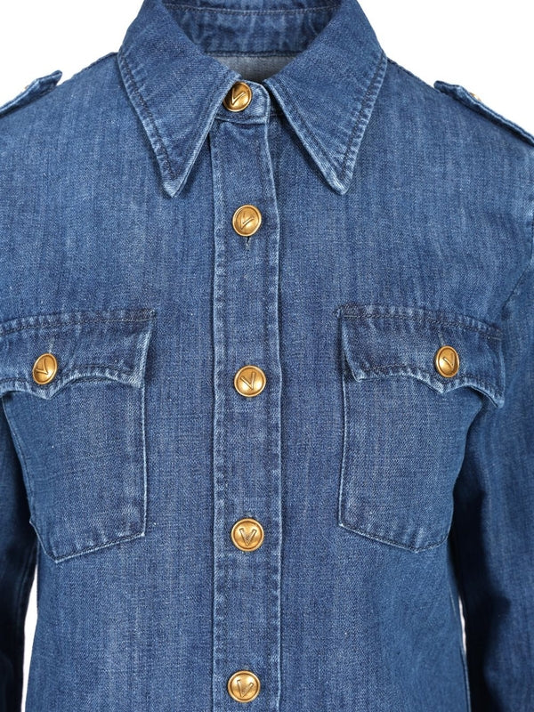 Slim-Fit Military Denim Shirt - Image 4