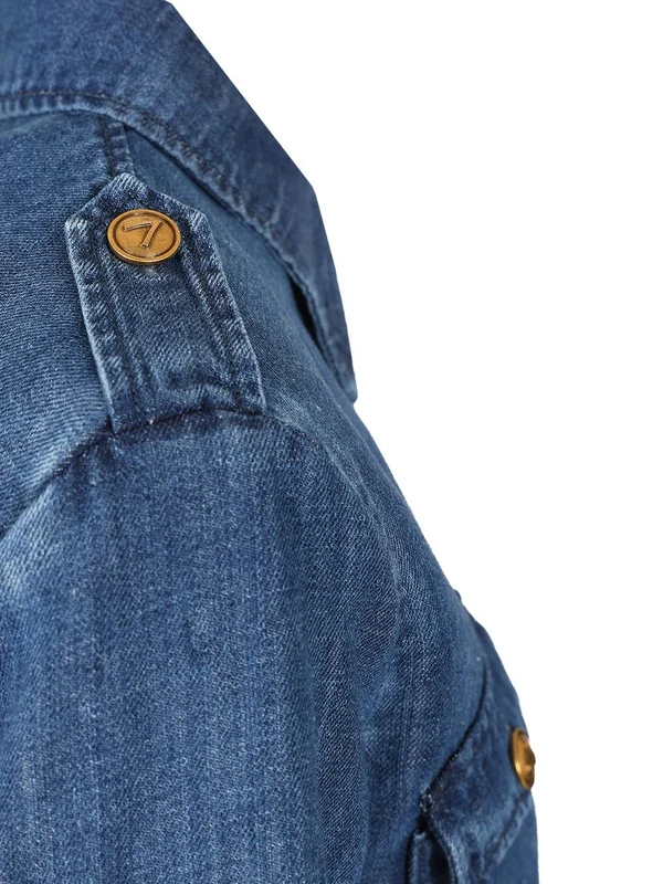 Slim-Fit Military Denim Shirt - Image 5