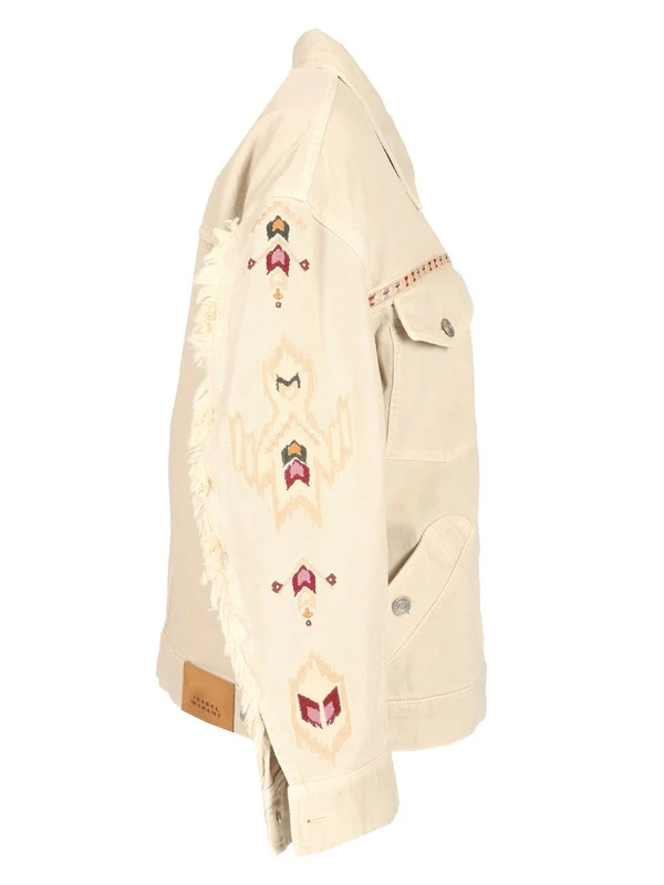 MANONA Fringe Embroidered Denim Jacket - Image 3
