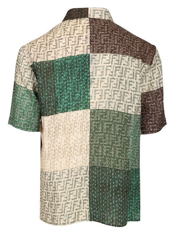 Multicolor Patch Linen Short Sleeve Shirt - Image 2