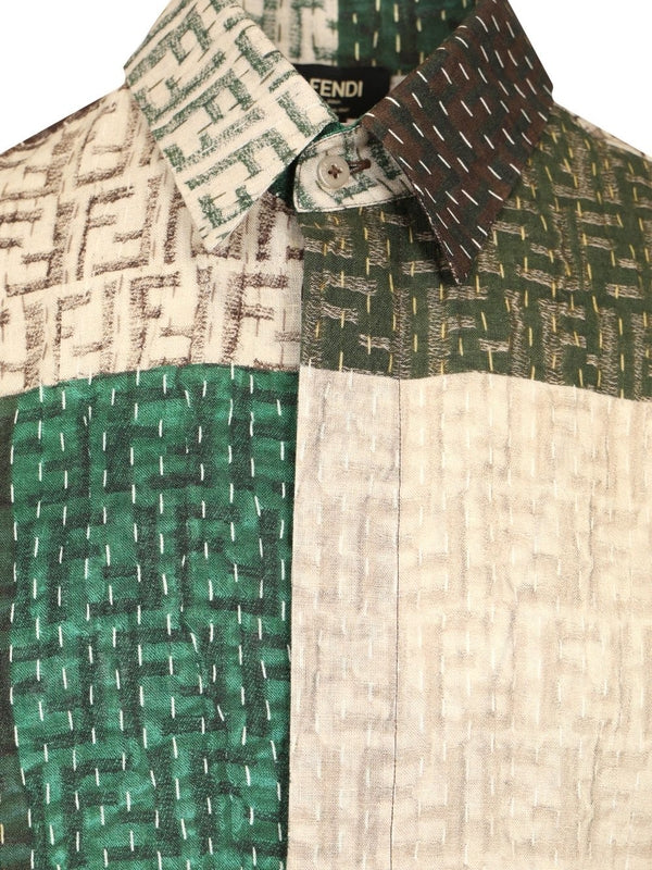 Multicolor Patch Linen Short Sleeve Shirt - Image 3