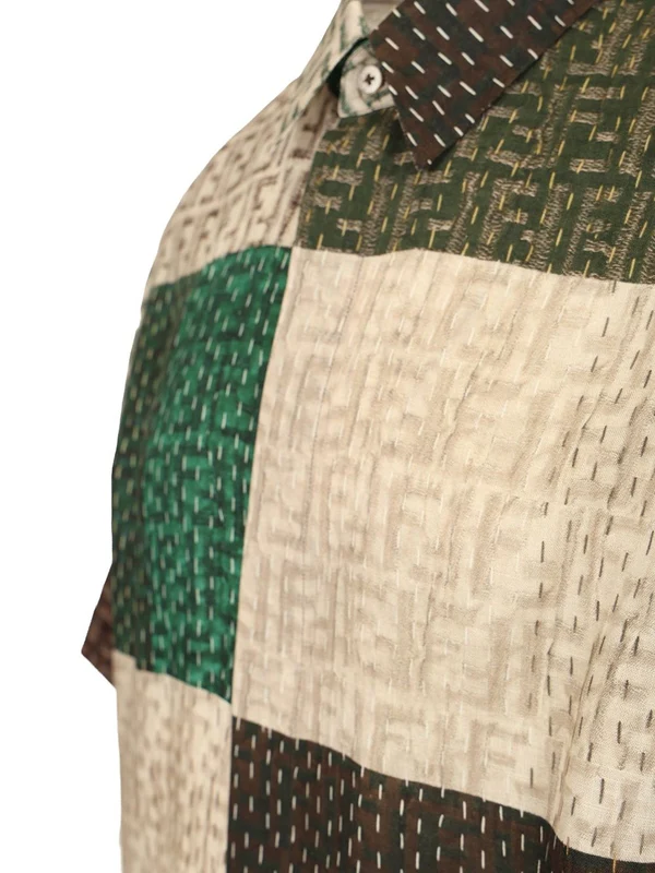 Multicolor Patch Linen Short Sleeve Shirt - Image 4