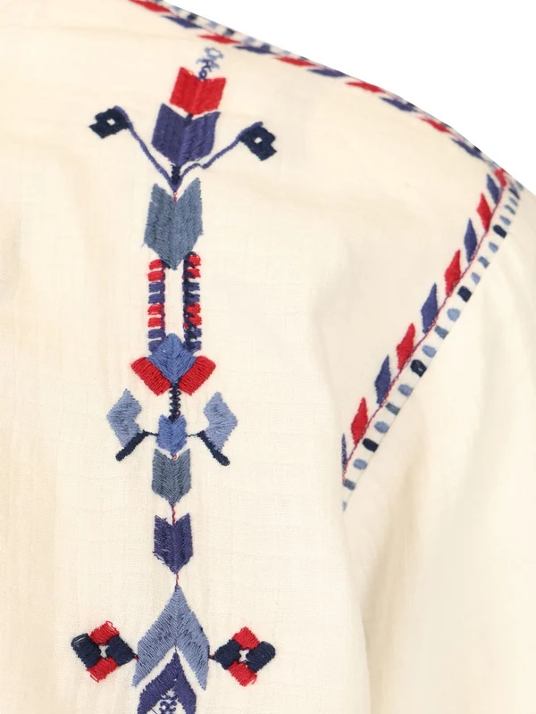 ZAKARIA Embroidered Cotton Blouse Top - Image 5