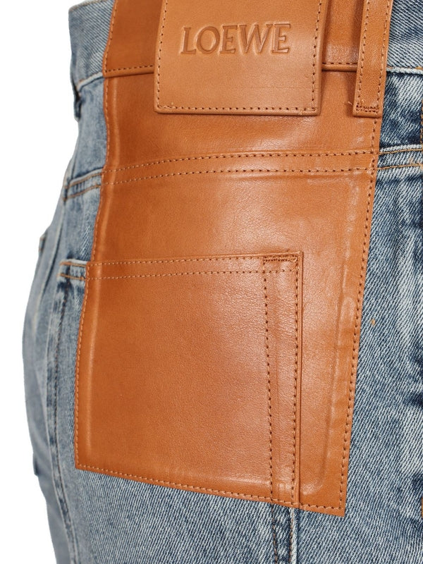 Leather Panel Denim Shorts - Image 4