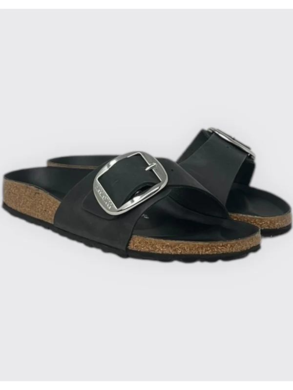 Madrid Big Buckle Nubuck Leather Slide - Image 3