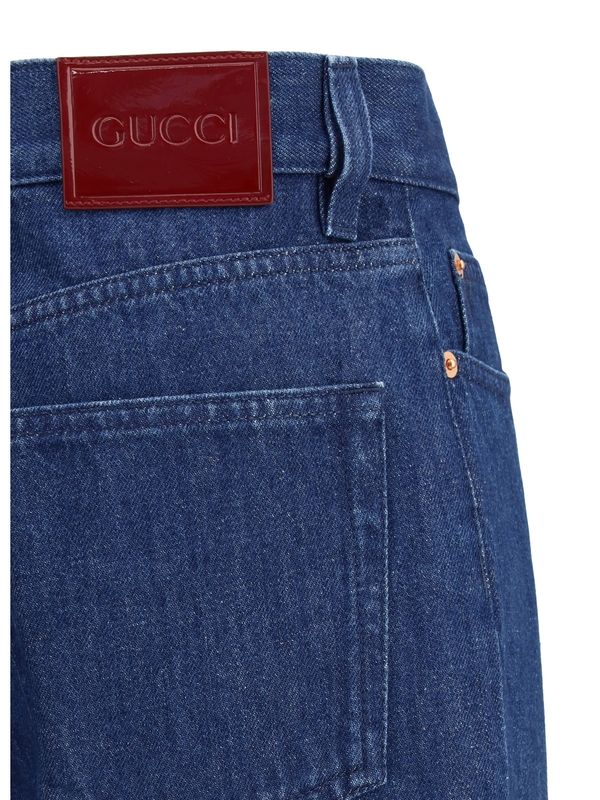 Logo Patch Straight Denim Pants - Image 3