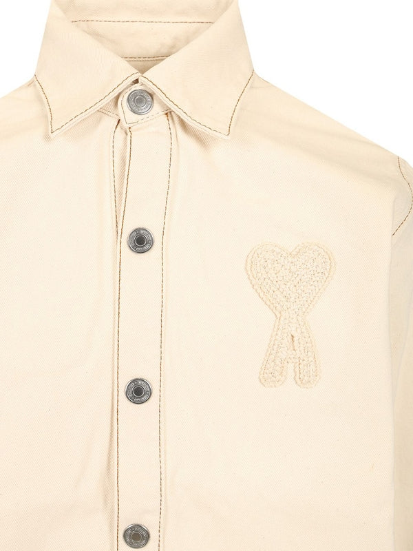 Heart Logo Cotton Overshirt Jacket - Image 4