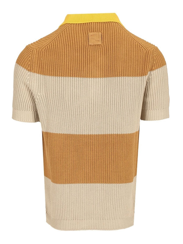 LOOK 43 Striped Knit Polo Shirt - Image 2