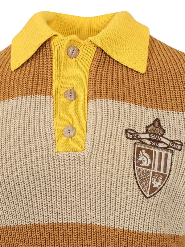 LOOK 43 Striped Knit Polo Shirt - Image 3
