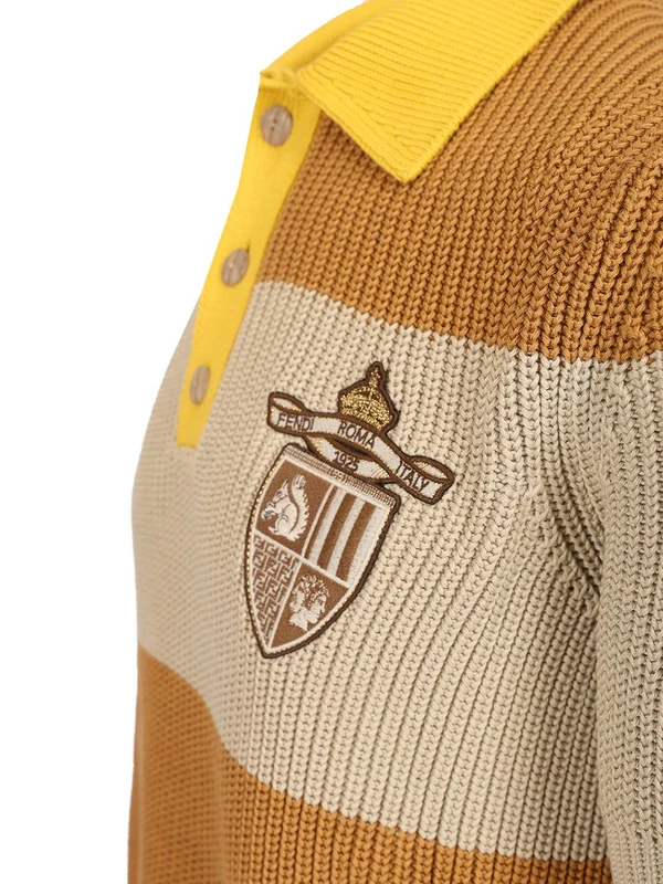 LOOK 43 Striped Knit Polo Shirt - Image 4