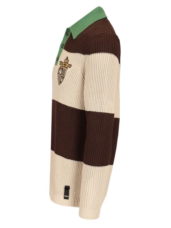 LOOK 16 Striped Knit Polo Shirt - Image 3