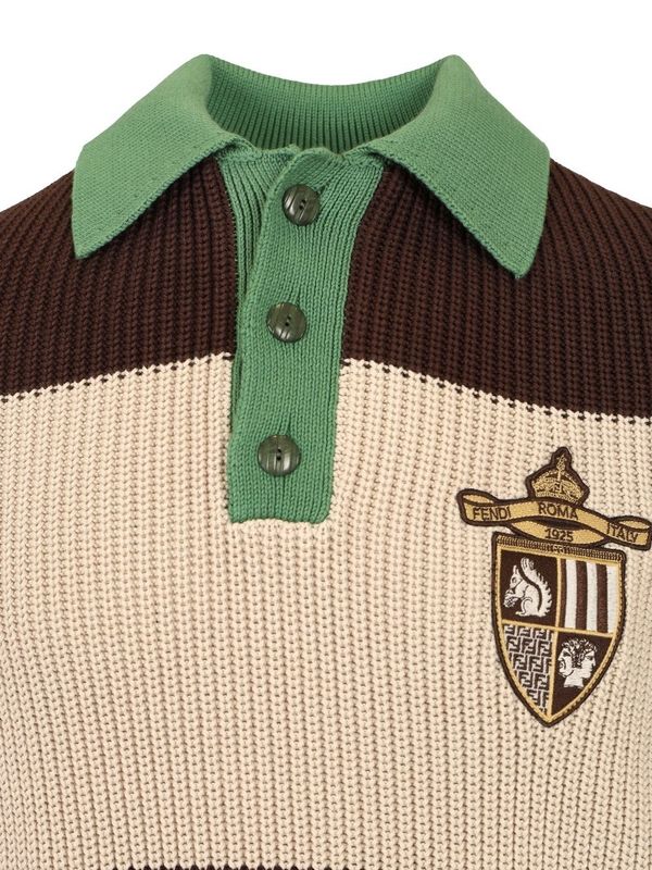 LOOK 16 Striped Knit Polo Shirt - Image 4