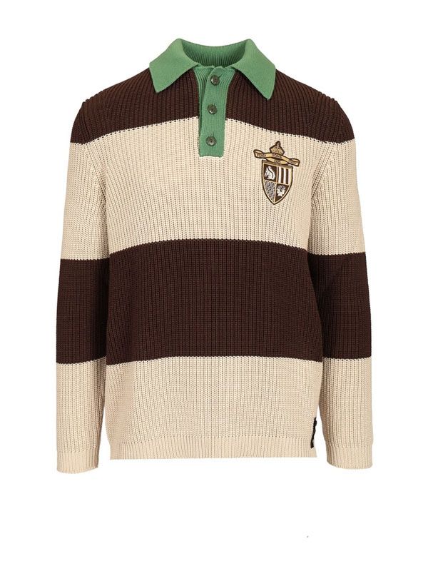 LOOK 16 Striped Knit Polo Shirt - Image 6