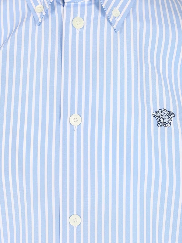 Informal Medusa Embroidered Stripe Shirt - Image 4