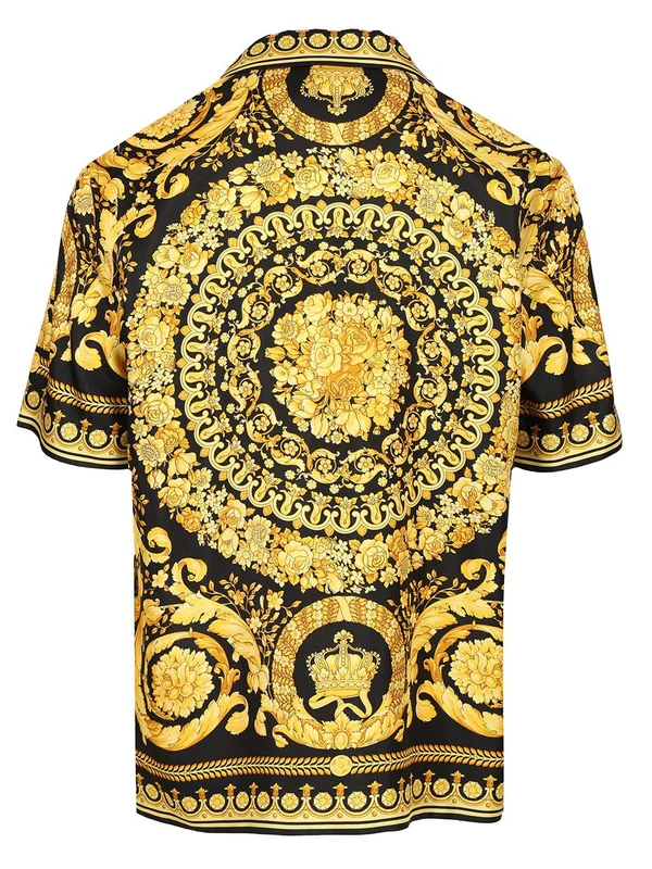 Informal Baroque Printed Silk Short-sleeve Shirt - Image 2