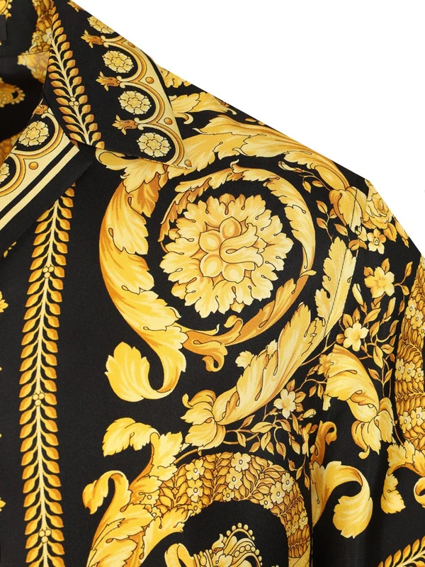 Informal Baroque Printed Silk Short-sleeve Shirt - Image 3