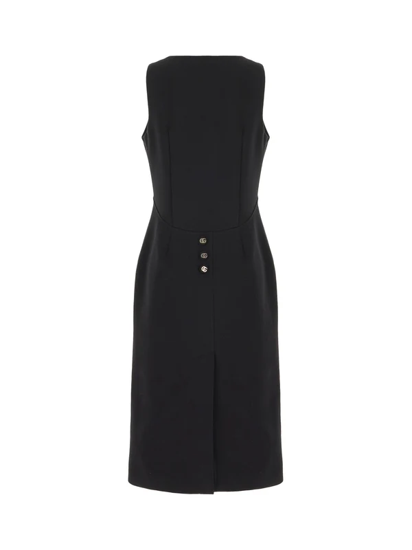 GG Logo Button Square Neck
  Cotton Midi Dress - Image 2