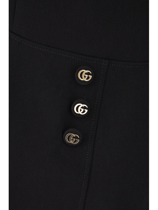 GG Logo Button Square Neck
  Cotton Midi Dress - Image 3