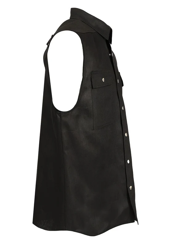 Jumbo Sleeveless Linen Shirt - Image 3