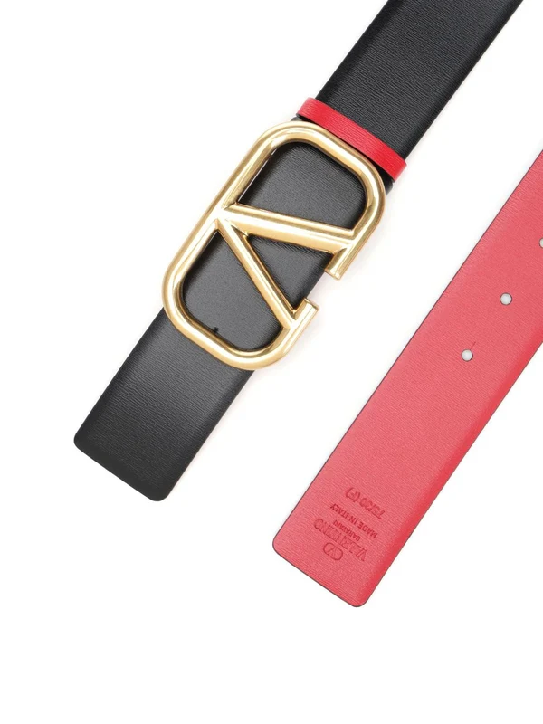 V Logo Signature Reversible Leather Belt - Image 2