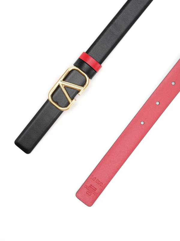 V Logo Signature Reversible Leather Belt - Image 2