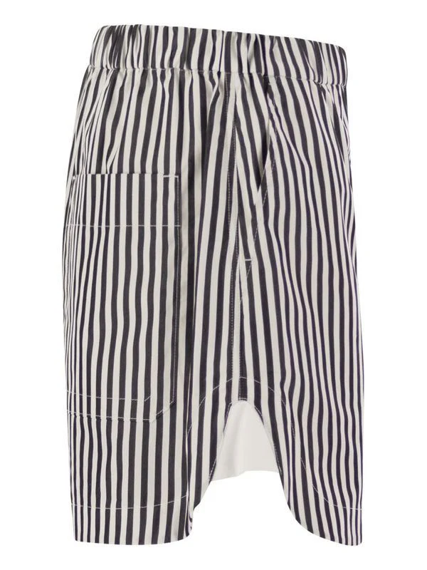 Muscari Stripe Cotton Shorts - Image 3