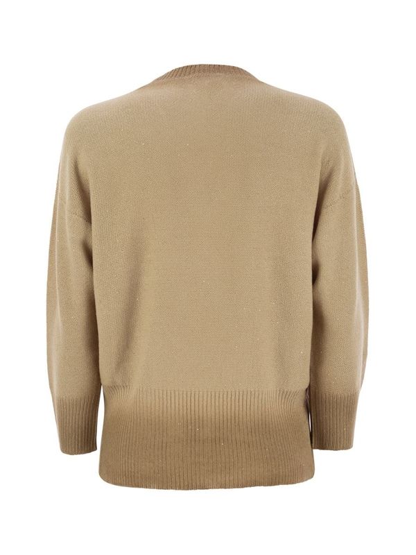 Sequin Embellished Gradient Cotton Linen Knit - Image 2