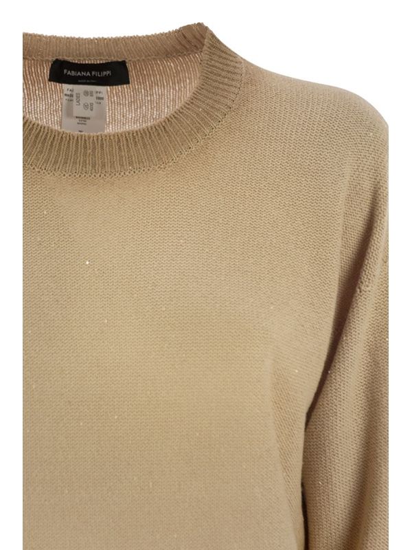 Sequin Embellished Gradient Cotton Linen Knit - Image 4