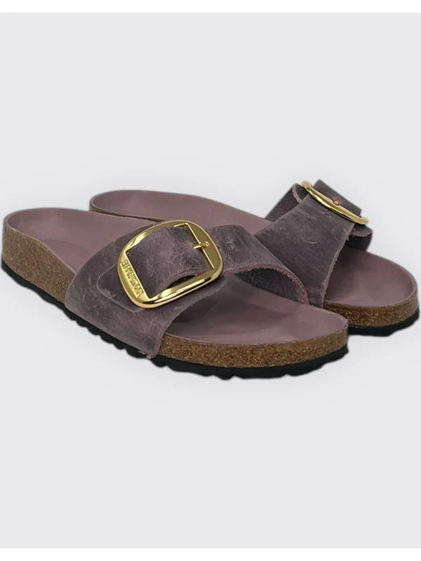 Madrid Big Buckle Leather Slides - Image 3