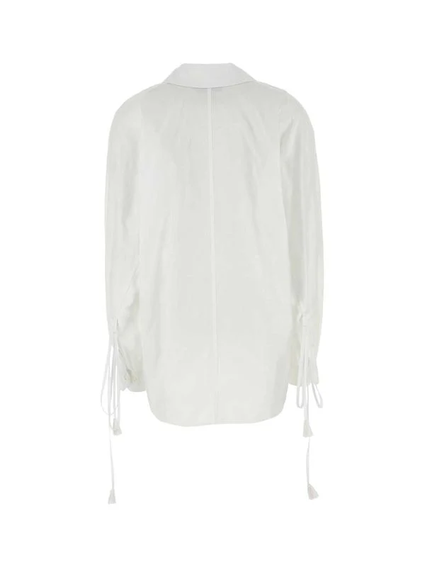 Tie Cotton Flower Jacquard Shirt - Image 2