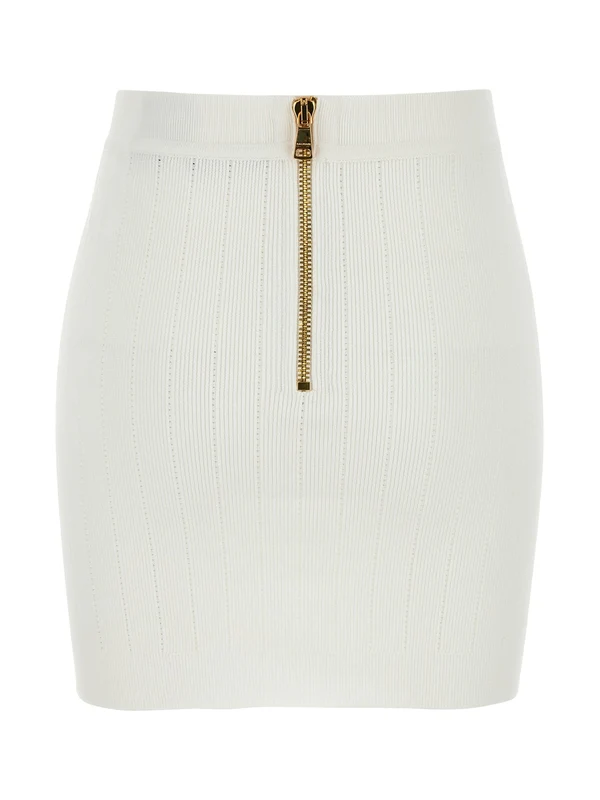 Gold Button Knit Skirt - Image 2