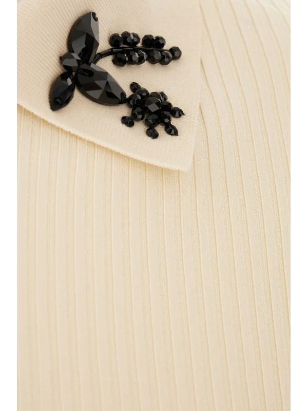 Crystal Collar Detail Polo
  Shirt - Image 3