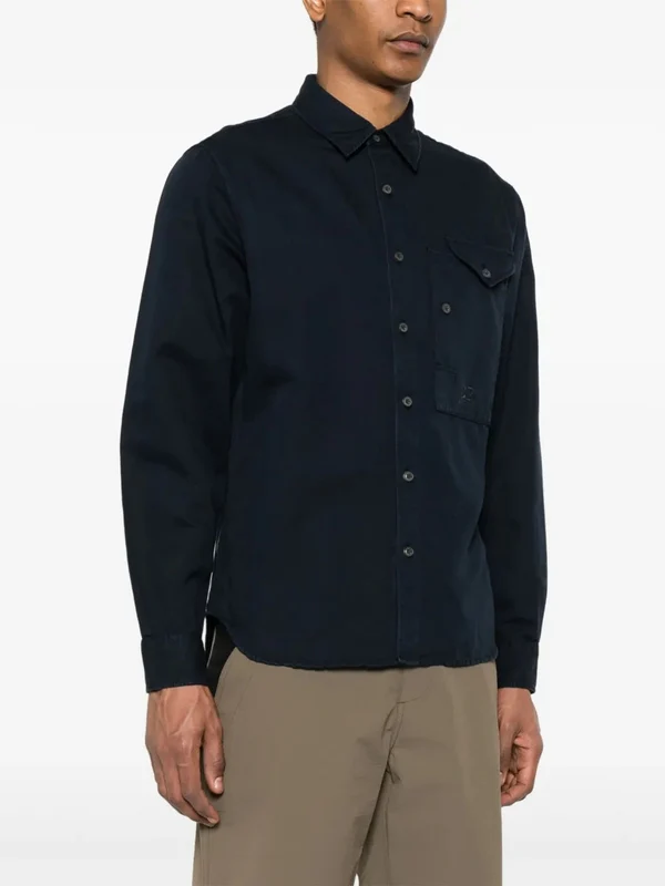 Logo Pocket Detail Cotton Linen Shirt - Image 3