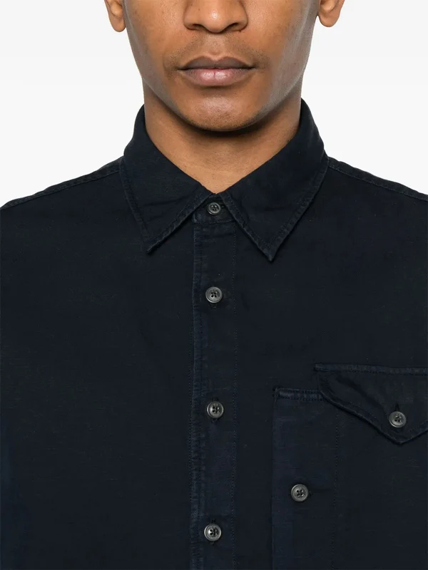 Logo Pocket Detail Cotton Linen Shirt - Image 5