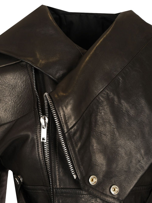 Stooges Hoodie Micro Leather Biker Jacket - Image 4