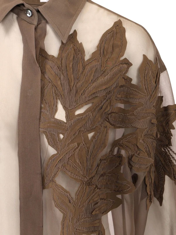 Hebarium Appliqué Sheer Silk Shirt - Image 4