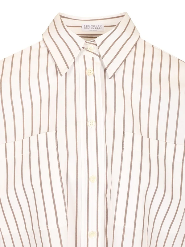 Monili-trim Stripe Cotton Shirt - Image 4