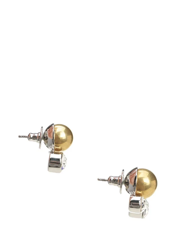 Rhinestone Embellished Pearl Earrings - Image 2