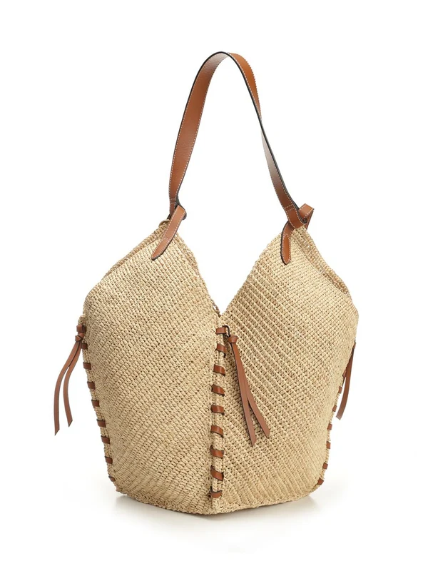 Losange Large Raffia Shoulder Bag - Image 3