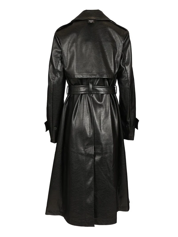 Long Faux Leather Trench Coat - Image 2