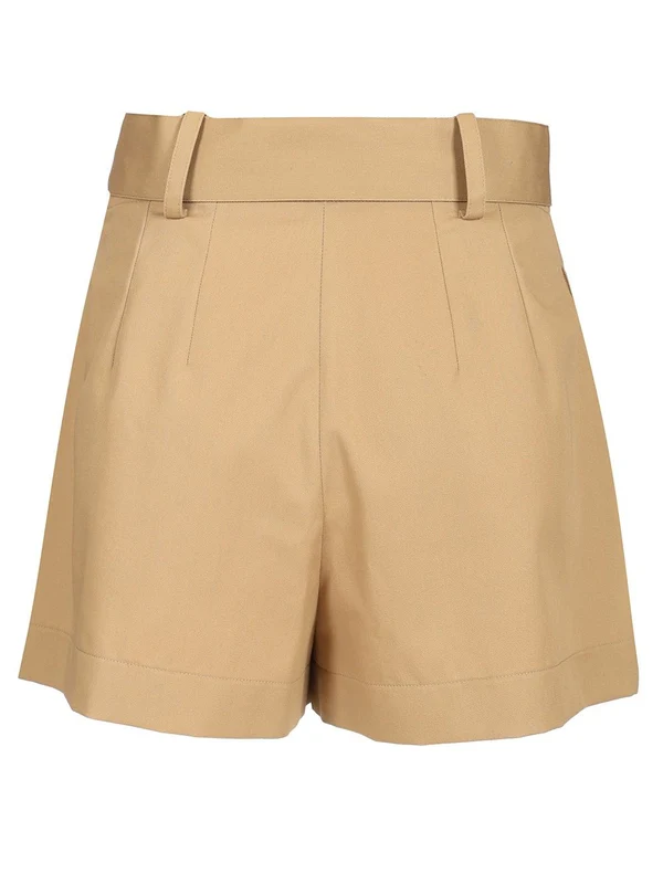 Tie Belt Cotton Blend Shorts - Image 2