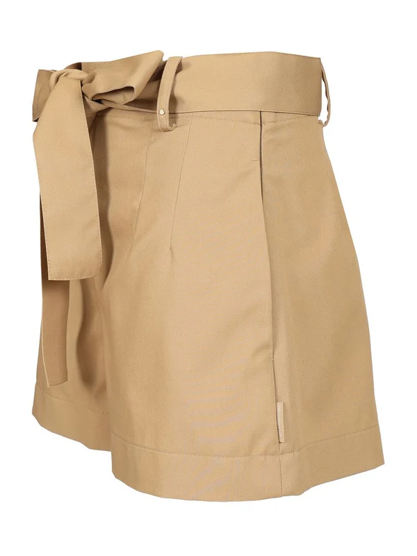Tie Belt Cotton Blend Shorts - Image 3