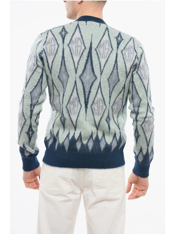 Diamond Patterned Mohair Blend Cardigan Cardigans - Image 2