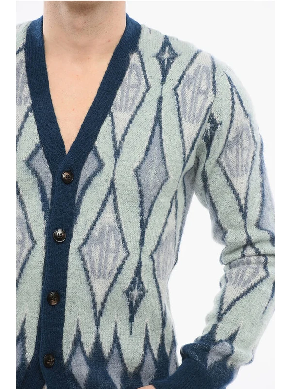 Diamond Patterned Mohair Blend Cardigan Cardigans - Image 3