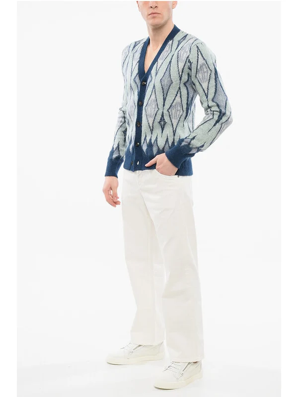 Diamond Patterned Mohair Blend Cardigan Cardigans - Image 4
