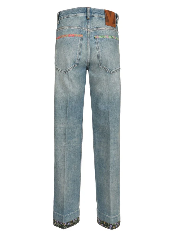 Trimmed-detailed Straight Denim Pants - Image 2