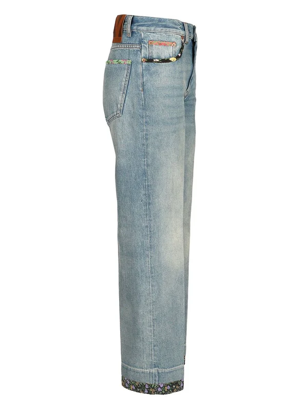 Trimmed-detailed Straight Denim Pants - Image 3