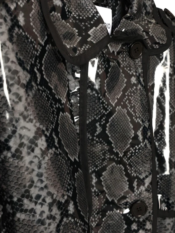PROMISE Faux Leather Detail Rain Coat - Image 3