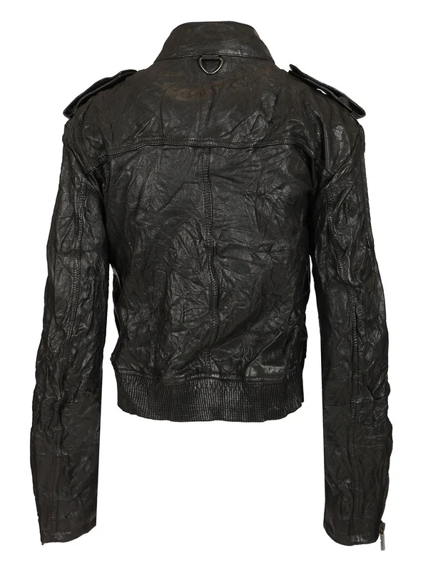 Wrinkle Effect Leather Jacket - Image 2
